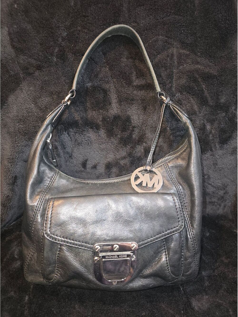 123. Michael Kors Black Leather Hobo